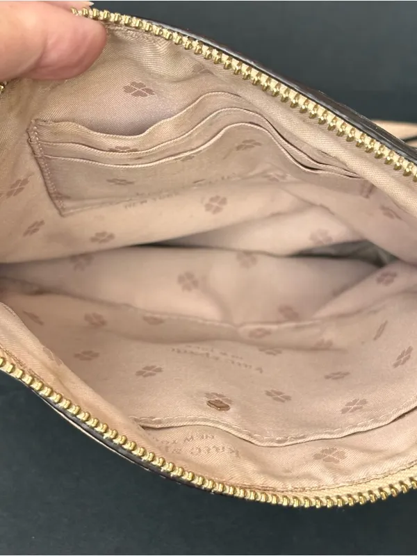 Kate Spade Polly Small Swing Pack Neutral Pink Pebbled Leather Crossbody Bag. - Image 4