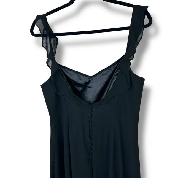 NEW Lulus Dreamy Admiration Black Ruffled Sweetheart Chiffon Maxi Dress Large - Image 9
