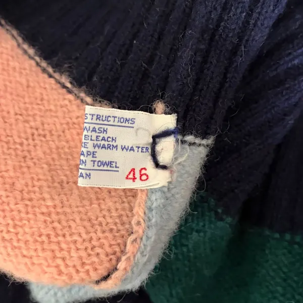 Vintage EVERETT HOLZAPFEL Nashville 100% Wool Colorblock Sweater Knitwear Large - Image 12