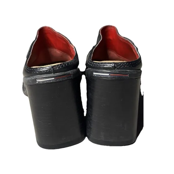 Vintage Tommy Hilfiger Women's 6 Black Chunky Platform Slides 90s Y2K Sandals - Image 5