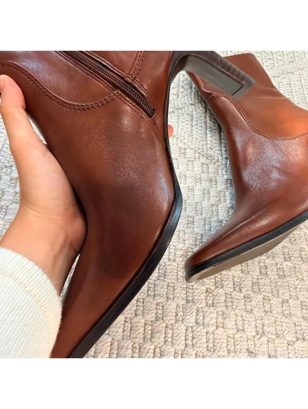 Reformation Caludette Bootie in Cavalier Brown Leather - Image 4