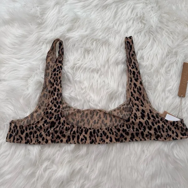 Skims Fits Everybody Micro Scoop Bralette Sienna Jaguar Print Size 4X - Image 4