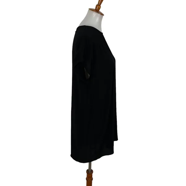 Madewell Crewneck Button Back Easy Dress M Black Short Sleeve Minimalist Casual - Image 4
