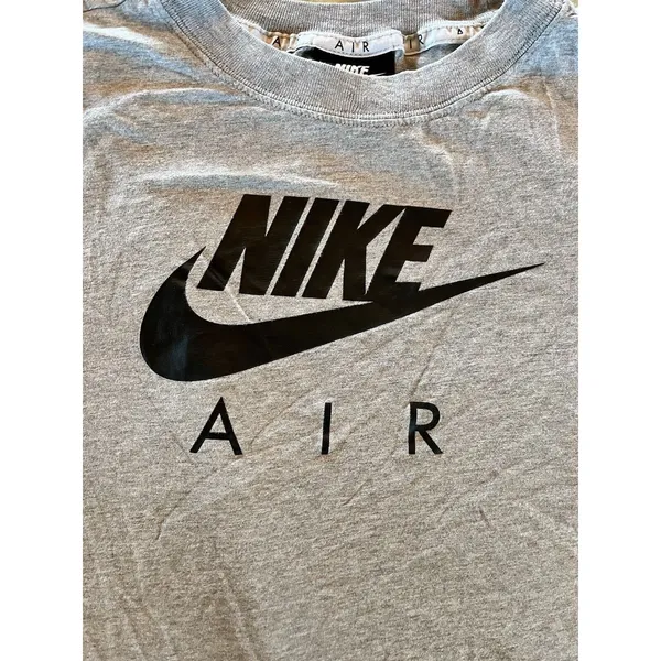 Nike Air Shirt Women's Plus Short Sleeve Small Lounge Crop Swoosh Gray - Image 4
