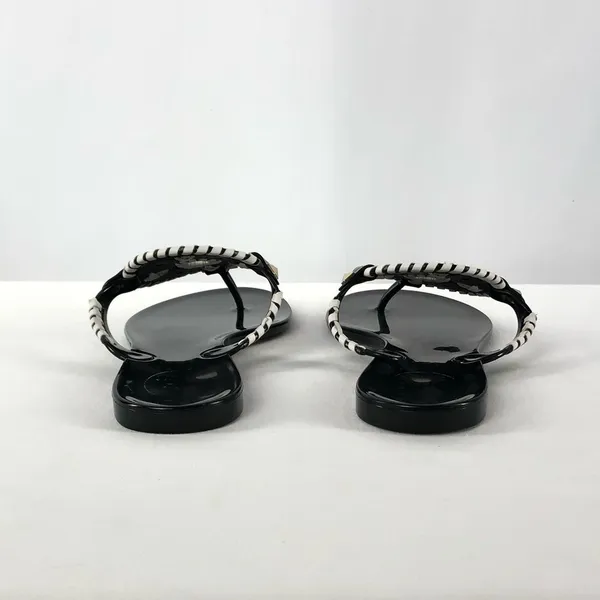 Jack Rogers Georgica Jelly Plastic Flip Flop‎ Sandal in Black White Size 10 - Image 6