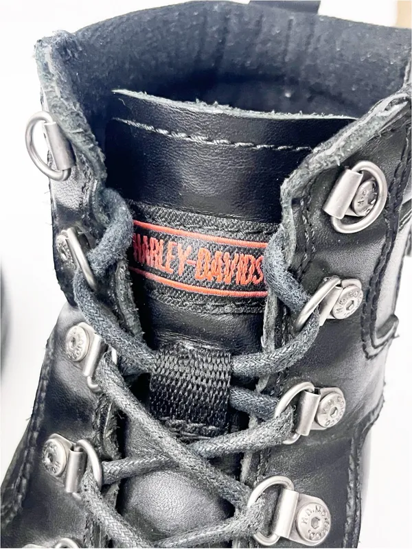 HARLEY DAVIDSON Black Moto Biker Boots Size 5 Bikercore Grunge Academia - Image 5