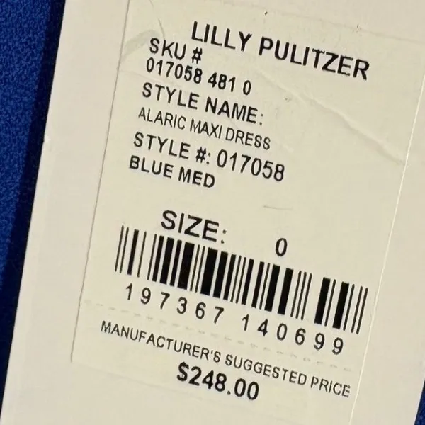 Lilly Pulitzer Alaric Maxi Dress Blue Med Halter Bow Back 017058 Size 0 - Image 6