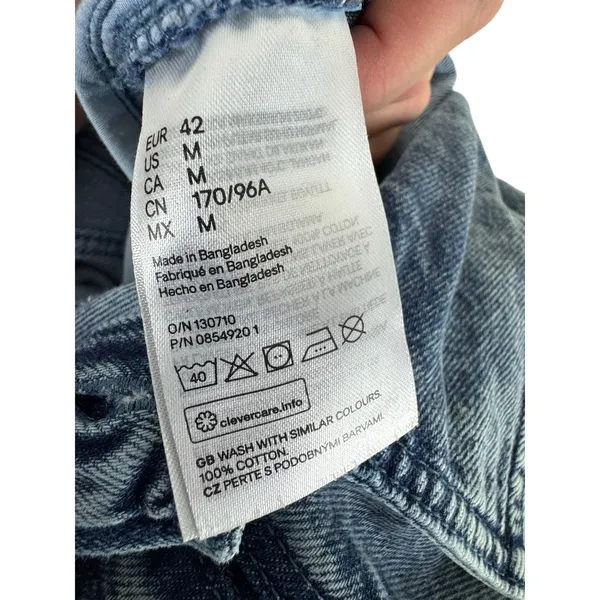ZARA 100% Cotton‎ Acid Wash Long Sleeve Belted Button Down Denim Jumpsuit Size M - Image 10