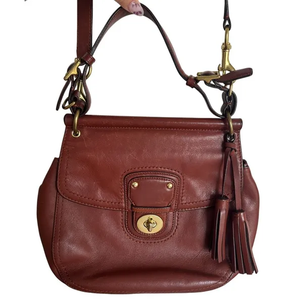 Coach Legacy New Willis 22382 Cognac Leather Crossbody Satchel Turnlock Tassel - Image 2