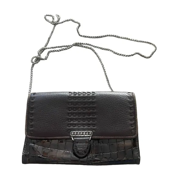 Brighton Vintage Y2k Crocodile Embossed Leather Clutch Wallet‎ W Chain - Image 2