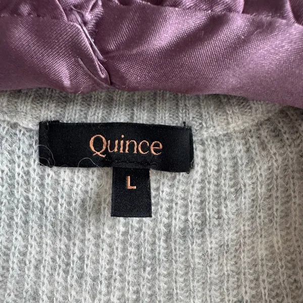 Quince Baby Alpaca Wool Quarter Zip Sweater Light Gray Quiet Luxury Preppy Large - Image 5