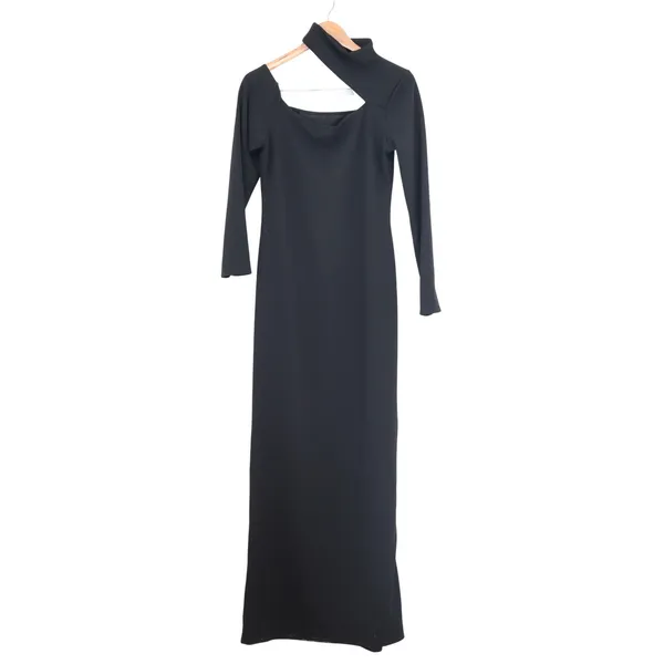Boohoo Womens Asymmetric Cut Out Maxi Dress Black Long Sleeve Size 12 NEW - Image 6