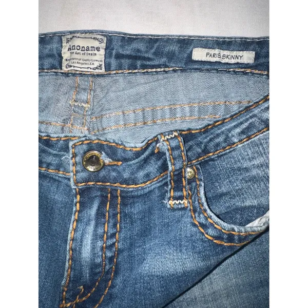 Anoname Paris‎ Skinny Jeans Womens 31 Blue Medium Wash Low Rise Stretch 517-204A - Image 3