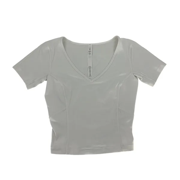Lululemon Nulu Cropped Slim Yoga Short Sleeve Top White Size 2‎ - Image 2