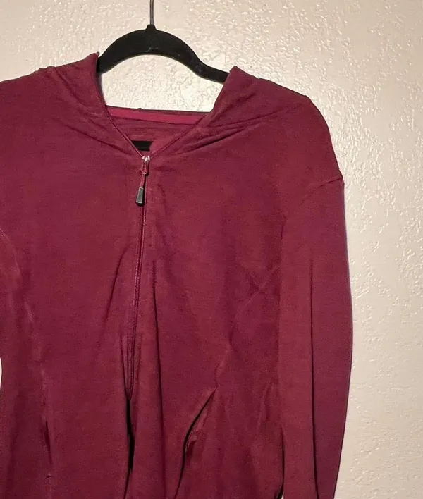 Pink-violet Women's Burgundy and Red Hoodie Zip-Up Medium Sweatshirt Jacket Y2K - Image 3