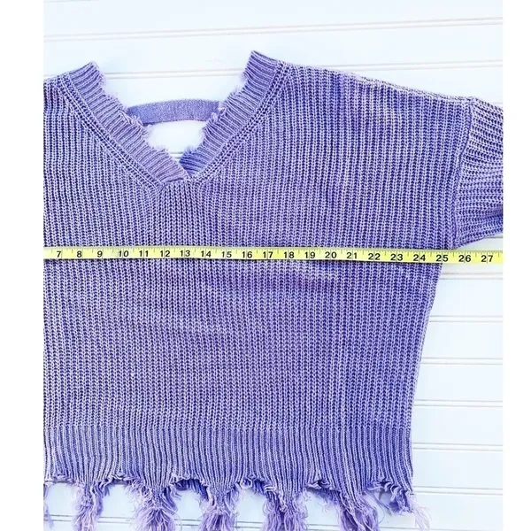 Fringe knit sweater Size Large‎ Purple - Image 5
