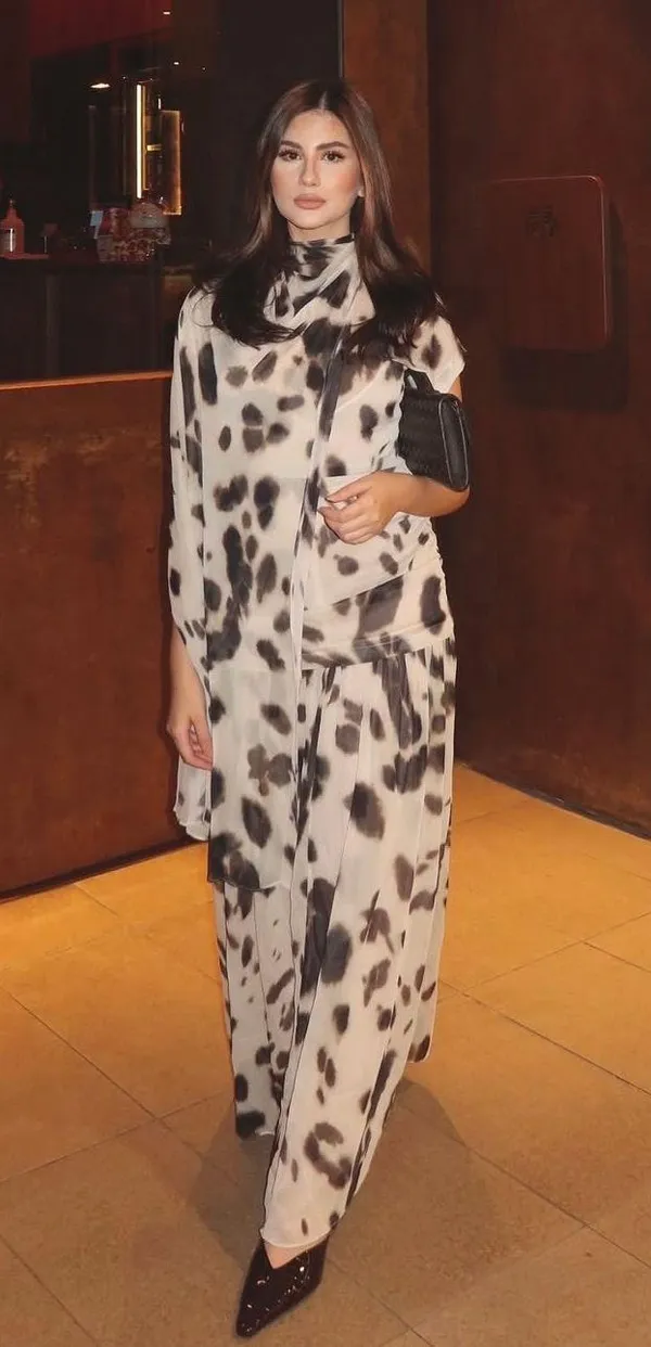 Zara dress voluminous maxi animal print kimono scarf layered casual boho - Image 7