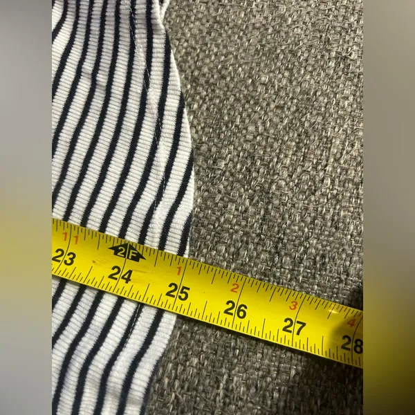 Talbots Black and White Striped V-Neck Tee | Size Large - Image 8