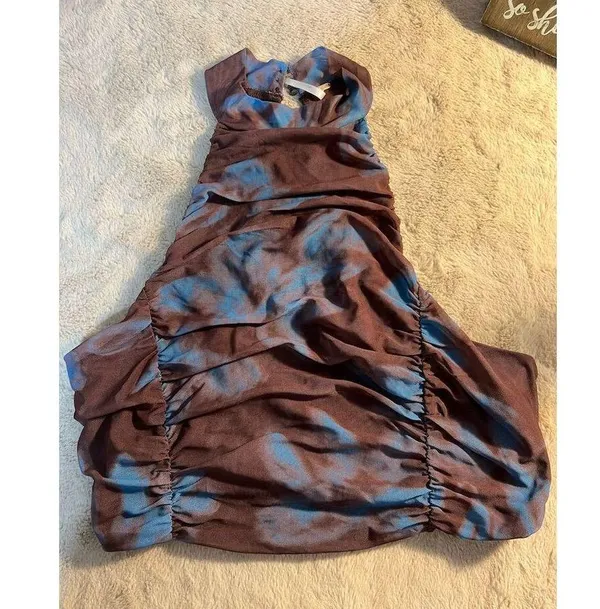 Free People Women's Mesh Halter Top Multicolor Size S Ruffle Accents - Image 2