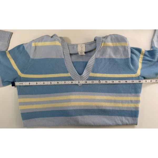 Joie Blue Striped Knit V-Neck Pullover Hoodie Sweater XS NWOT‎ CNO10011 Nautical - Image 5