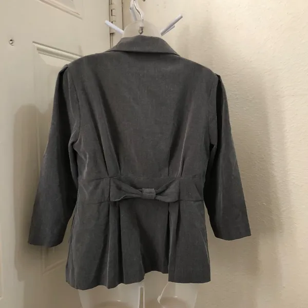 2000s Y2K Gothic Dark Academia Corporate Office Siren Core Fitted Gray Blazer Jacket two button front long sleeve Vintage - Image 2