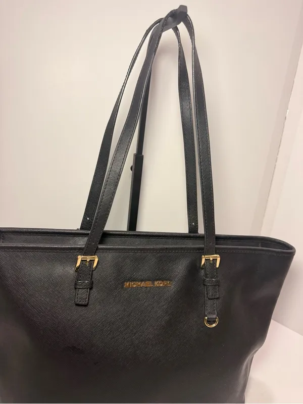 Michael Kors Black Leather Tote with Gold Hardware - Image 13