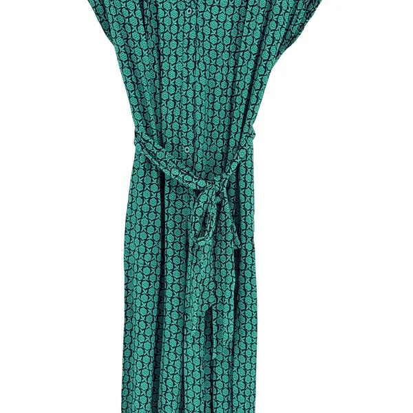 Maeve Anthropologie Jumpsuit Size XS Green Floral Geo‎ Belted Rayon Boho Cropped - Image 10