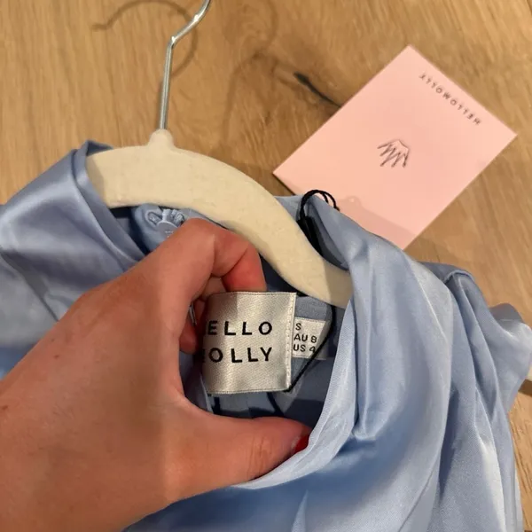NWT Hello Molly Parties After Work Satin Crop Top Blue - Image 5