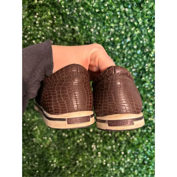 Twisted X Women’s Brown Leather Slip On Shoes Sz 6M - Image 4