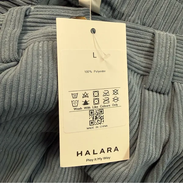 NWT HALARA Mid Rise Zipper Pocket Corduroy Casual Pants in Blue Women’s Sz Large - Image 11