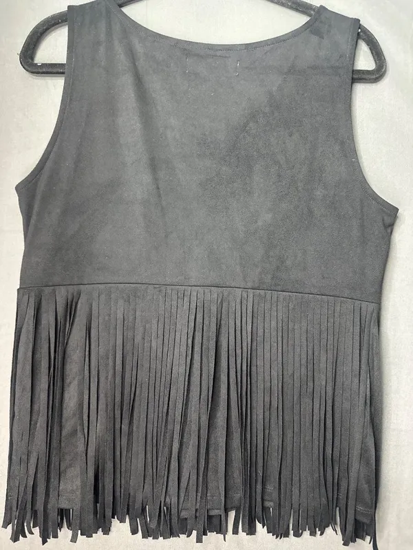 Idyllwind by Miranda Lambert Womens L Black Faux Suede Fringe Bow Western Top - Image 5