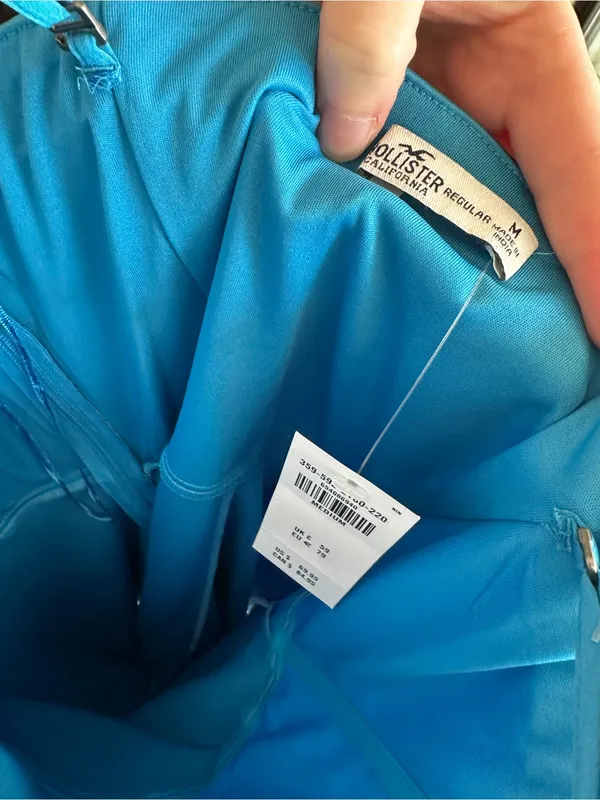 Hollister Satin Slip Dress Teal Blue Spaghetti Strap - Image 4