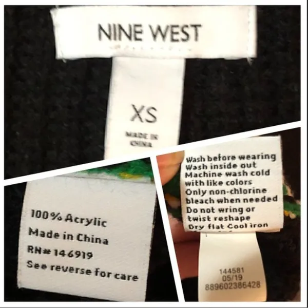 Nine West Color Block Sweater Asymmetrical Hem Retro Black XS - Image 7