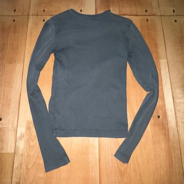 Zara Womens Charcoal Grey Ribbed Long Sleeve Crew‎ Neck Top Small - Image 5