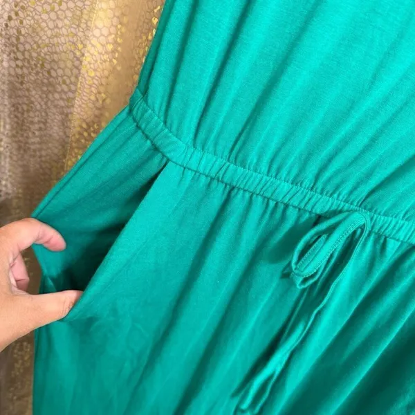 PrettyGarden Kelly Green Loose Off The Shoulder Stretchy Pants Romper M NWT - Image 3