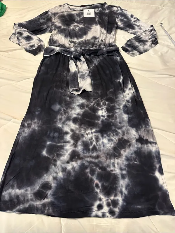 Fraiche by J Tie-Dye Long Sleeve Midi Slit Dress with Waist Tie - NWT - Size S - Image 4
