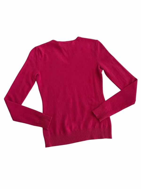Ralph Lauren Sport Pink V-Neck Cashmere Blend Long Sleeve Sweater - Image 2