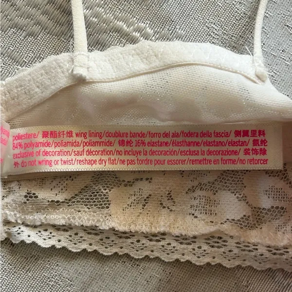 PINK Victoria's Secret Floral Lace Bralette in Cream - Image 9