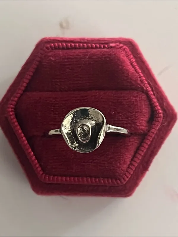 Bohemian Style Stainless Steel Silver Embellished Ring Size 8 NWT - Image 2
