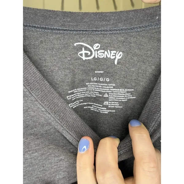 Disney Embroidered Women's Mickey Mouse Crop Top Gray Long Sleeve Shirt Size L - Image 6