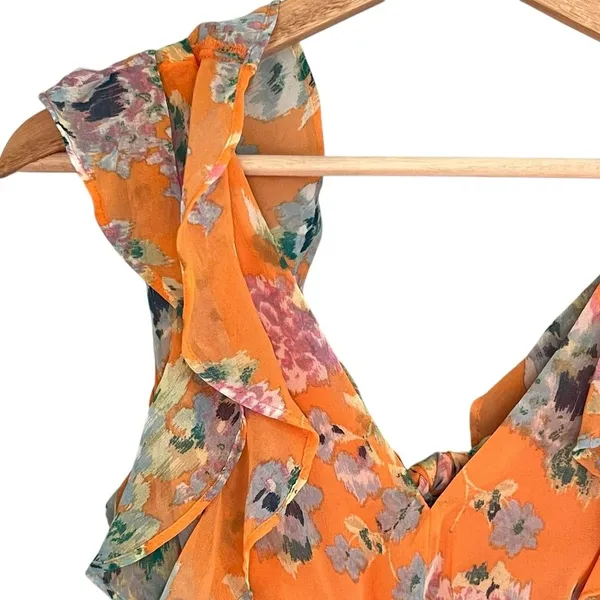 Lauren Conrad Womens Ruffle Floral Midi Dress Size S Cottage Boho Romantic - Image 3