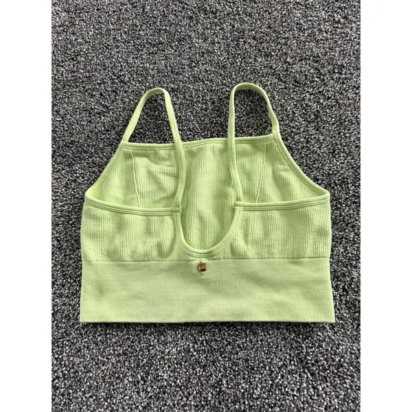 Fabletics Crop Tank Top Womens Small Lime Green Ribbed Knit - Image 2