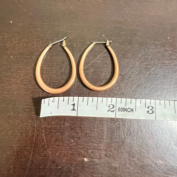 Oval Hoop Earrings Brown‎ Copper Color Statement Dangle Earrings Women - Image 6