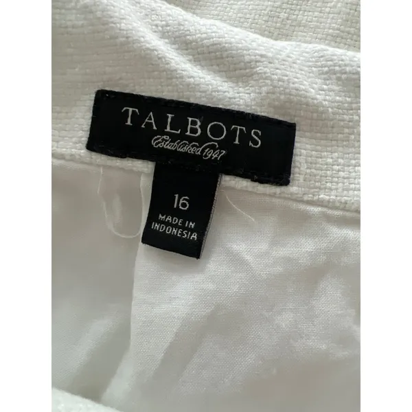 Talbots Womens White Green Dragonfly Linen Blend Fit Flare Dress Size 16 - Image 4