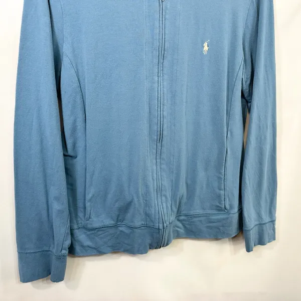 Ralph Lauren Medium Jacket Blue Full‎ Zip Cotton Hoodie Preppy Y2K Athletic 574 - Image 5