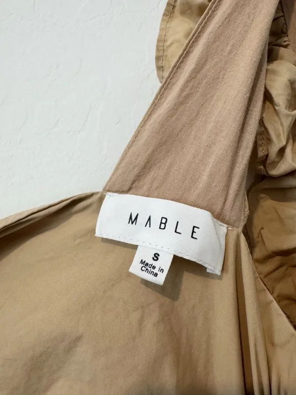 Mable Cotton Poplin Tiered Midi Dress Size Small Tan Cottagecore Milkmaid Boho - Image 7