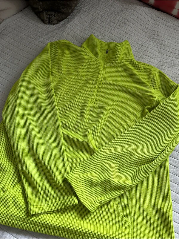 Tek gear Y2K Vtg bright chartreuse grid fleece quarter zip pullover XL - Image 11