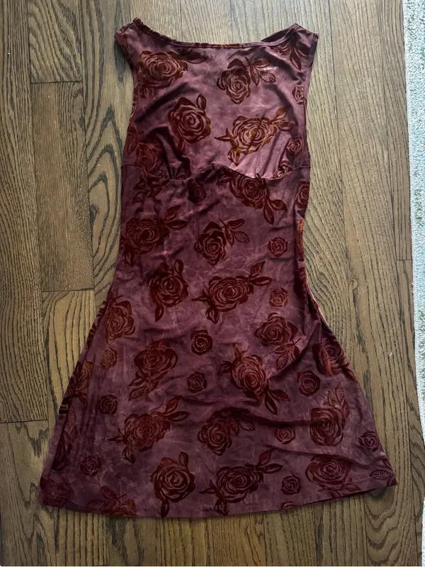 Forever 21 Burgundy Rose Velvet Mini Dress - Image 2