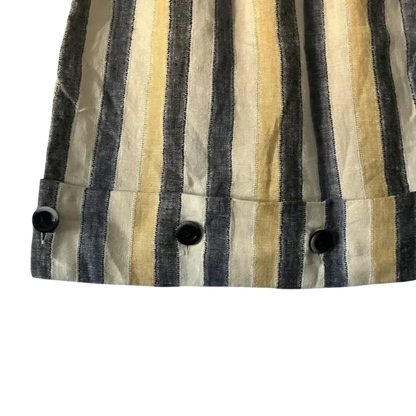 Edme & Esyllte Striped‎ Linen Blend Mini Skirt Button Hem Pockets Pleated Sz 2 - Image 2