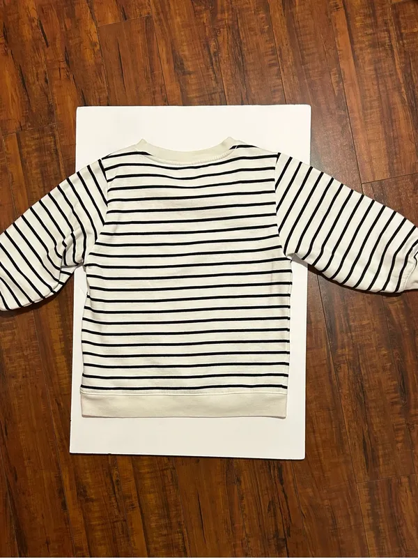 Amazon Essentials Cream and Black Striped Long-Sleeve Sweatshirt - Image 2